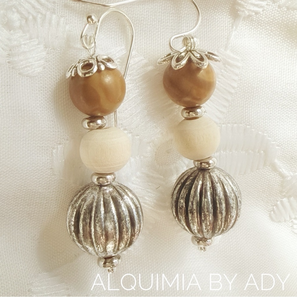 Alquimia Silver and Brown Earrings JASPER